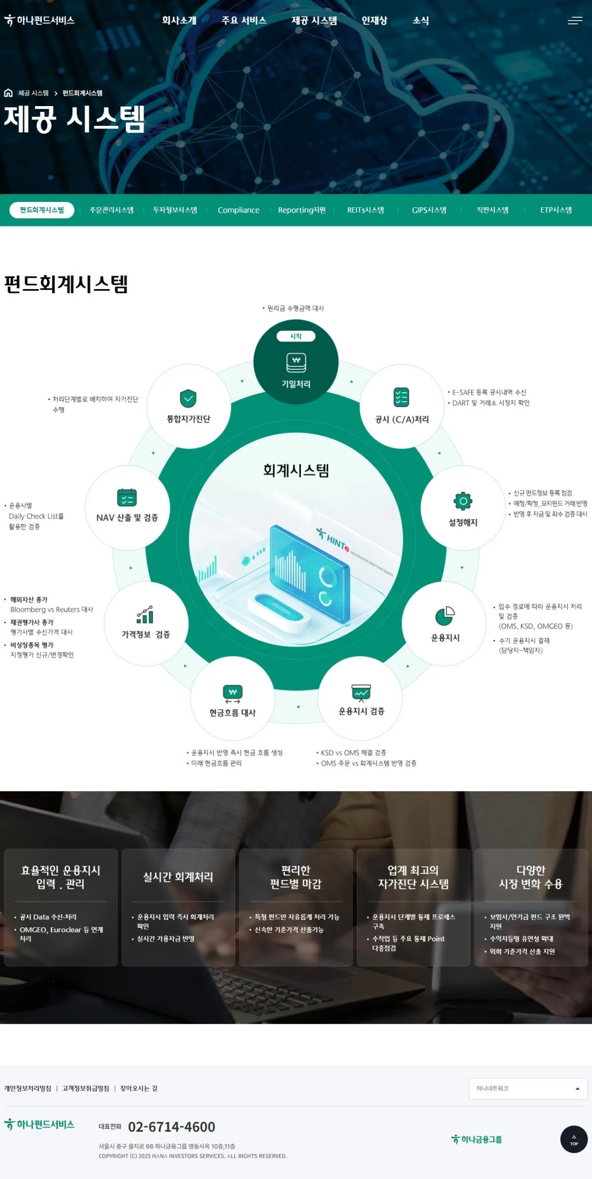 하나펀드서비스 제공 시스템 화면